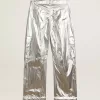 Pantalones cargo para hombre en tejido técnico plateado