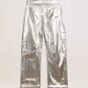 Pantalones cargo para mujer en tejido técnico plateado Pantalones cargo para mujer en tejido técnico plateado