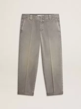 Pantalones chinos de algodón de color gris