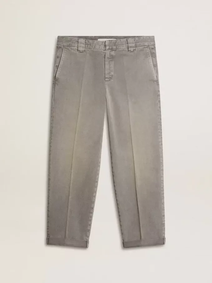 Pantalones chinos de algodón de color gris Pantalones chinos de algodón de color gris