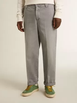Pantalones chinos de algodón de color gris