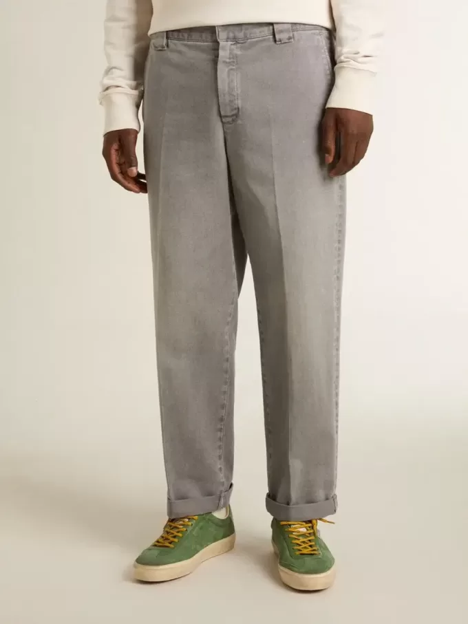 Pantalones chinos de algodón de color gris Pantalones chinos de algodón de color gris