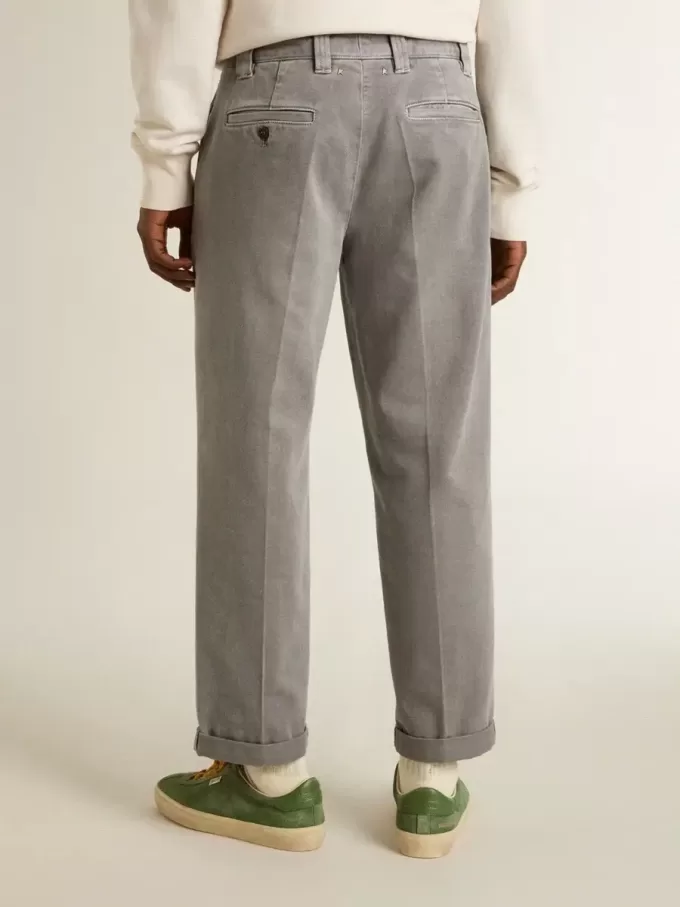 Pantalones chinos de algodón de color gris Pantalones chinos de algodón de color gris