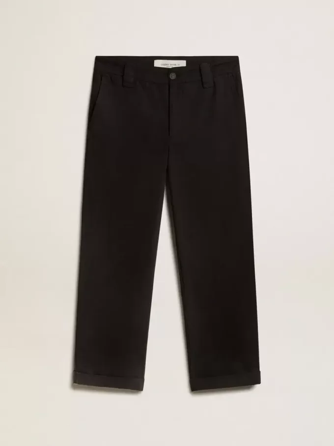 Pantalones chinos negros de algodón para hombre Pantalones chinos negros de algodón para hombre