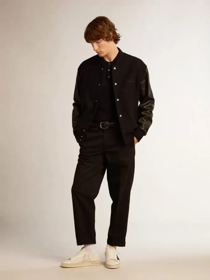 Pantalones chinos negros de algodón para hombre Pantalones chinos negros de algodón para hombre