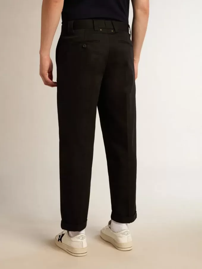 Pantalones chinos negros de algodón para hombre Pantalones chinos negros de algodón para hombre