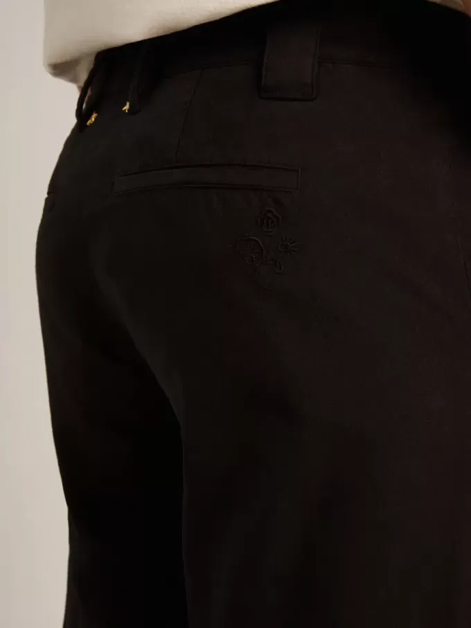Pantalones chinos negros de algodón para hombre Pantalones chinos negros de algodón para hombre