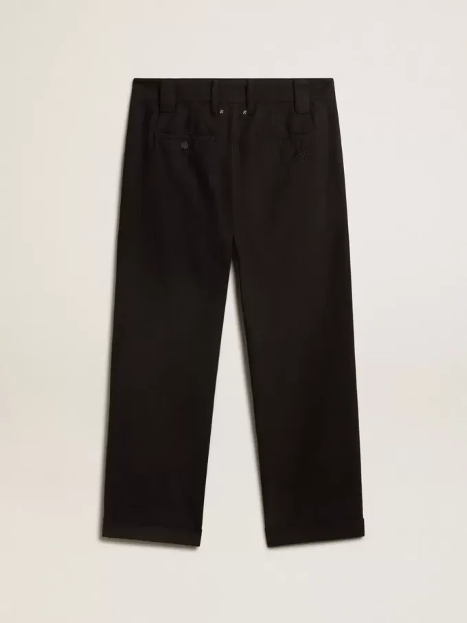 Pantalones chinos negros de algodón para hombre Pantalones chinos negros de algodón para hombre