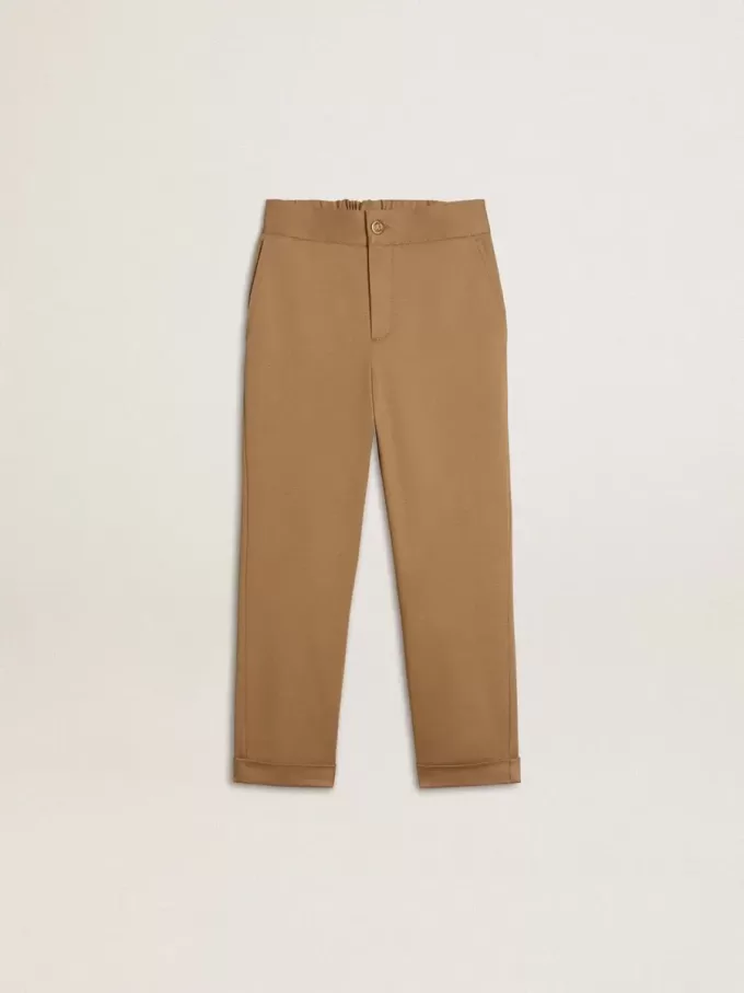 Pantalones chinos para niño en algodón color tabaco Pantalones chinos para niño en algodón color tabaco