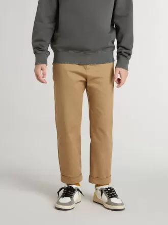 Pantalones chinos para niño en algodón color tabaco
