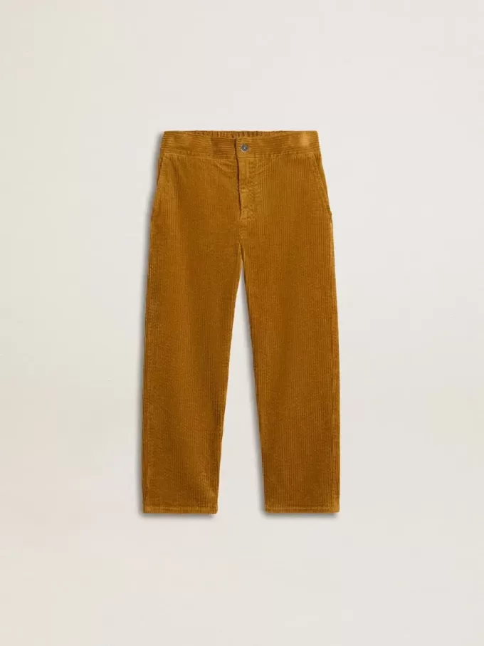 Pantalones chinos para niño en color tabaco con bordados Pantalones chinos para niño en color tabaco con bordados