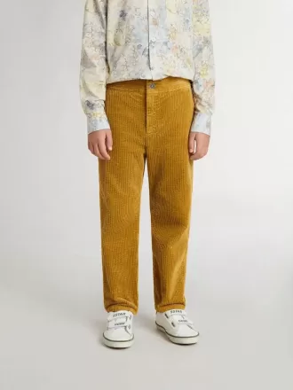 Pantalones chinos para niño en color tabaco con bordados