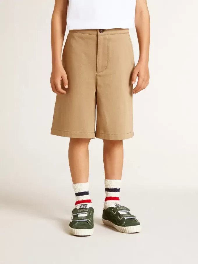 Pantalones cortos de algodón beige para niño Pantalones cortos de algodón beige para niño