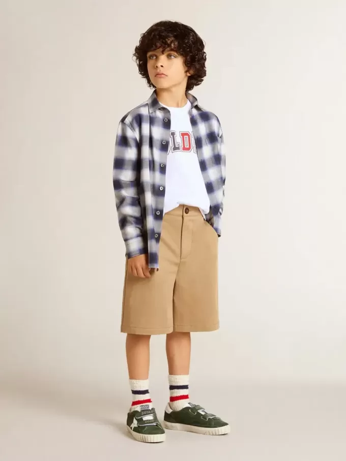 Pantalones cortos de algodón beige para niño Pantalones cortos de algodón beige para niño