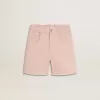 Pantalones cortos de algodón rosa con bordados para niña Pantalones cortos de algodón rosa con bordados para niña