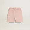 Pantalones cortos de algodón rosa con bordados para niña Pantalones cortos de algodón rosa con bordados para niña