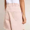 Pantalones cortos de algodón rosa con bordados para niña Pantalones cortos de algodón rosa con bordados para niña