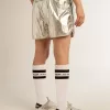Pantalones cortos de running para hombre en tejido plateado Pantalones cortos de running para hombre en tejido plateado