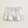 Pantalones cortos de running para mujer en tejido plateado Pantalones cortos de running para mujer en tejido plateado