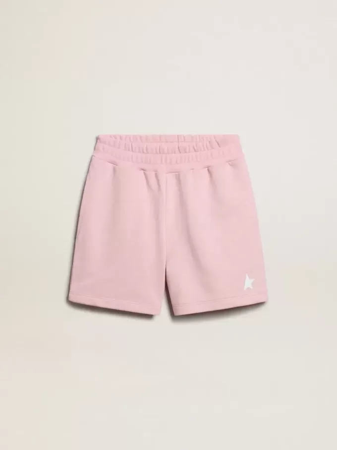 Pantalones cortos para niña en rosa con estrella blanca Pantalones cortos para niña en rosa con estrella blanca