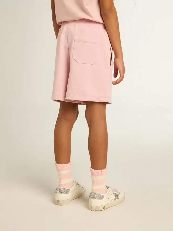 Pantalones cortos para niña en rosa con estrella blanca Pantalones cortos para niña en rosa con estrella blanca