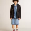 Pantalones cortos vaqueros para niño con bordado en la parte trasera Pantalones cortos vaqueros para niño con bordado en la parte trasera