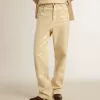 Pantalones crudo con lentejuelas transparentes por toda la prenda Pantalones crudo con lentejuelas transparentes por toda la prenda