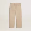 Pantalones de algodón beige con bordado para niña Pantalones de algodón beige con bordado para niña