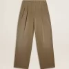 Pantalones de algodón caqui para mujer Pantalones de algodón caqui para mujer