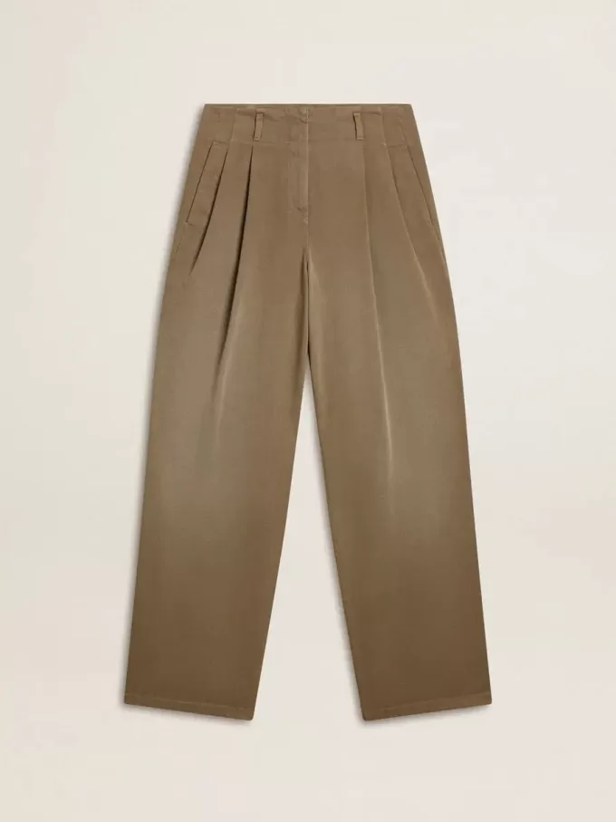 Pantalones de algodón caqui para mujer Pantalones de algodón caqui para mujer