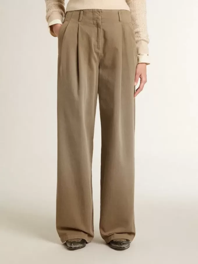 Pantalones de algodón caqui para mujer Pantalones de algodón caqui para mujer