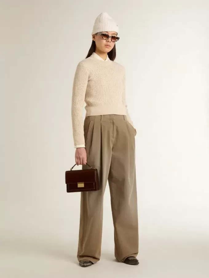 Pantalones de algodón caqui para mujer Pantalones de algodón caqui para mujer