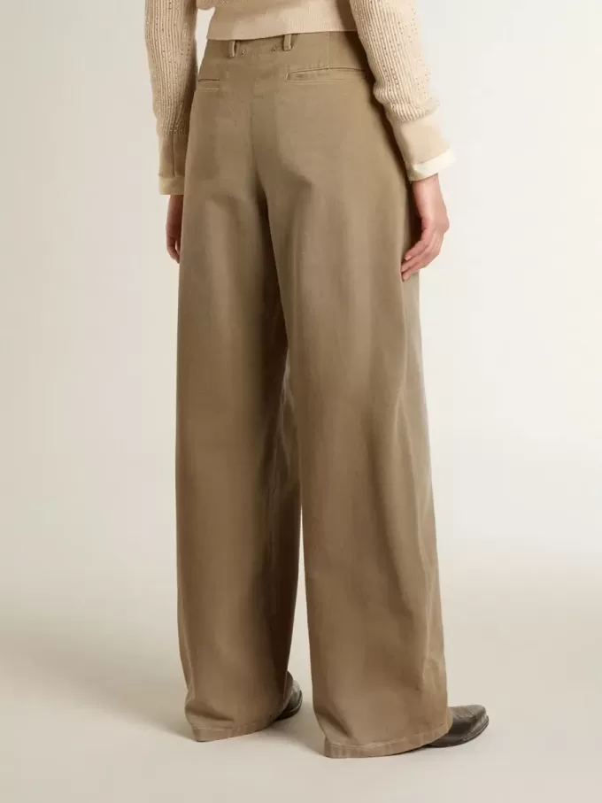 Pantalones de algodón caqui para mujer Pantalones de algodón caqui para mujer