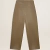 Pantalones de algodón caqui para mujer Pantalones de algodón caqui para mujer