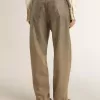 Pantalones de algodón caqui para mujer con efecto degradado Swarovski Pantalones de algodón caqui para mujer con efecto degradado Swarovski