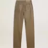 Pantalones de algodón caqui para mujer con efecto degradado Swarovski Pantalones de algodón caqui para mujer con efecto degradado Swarovski