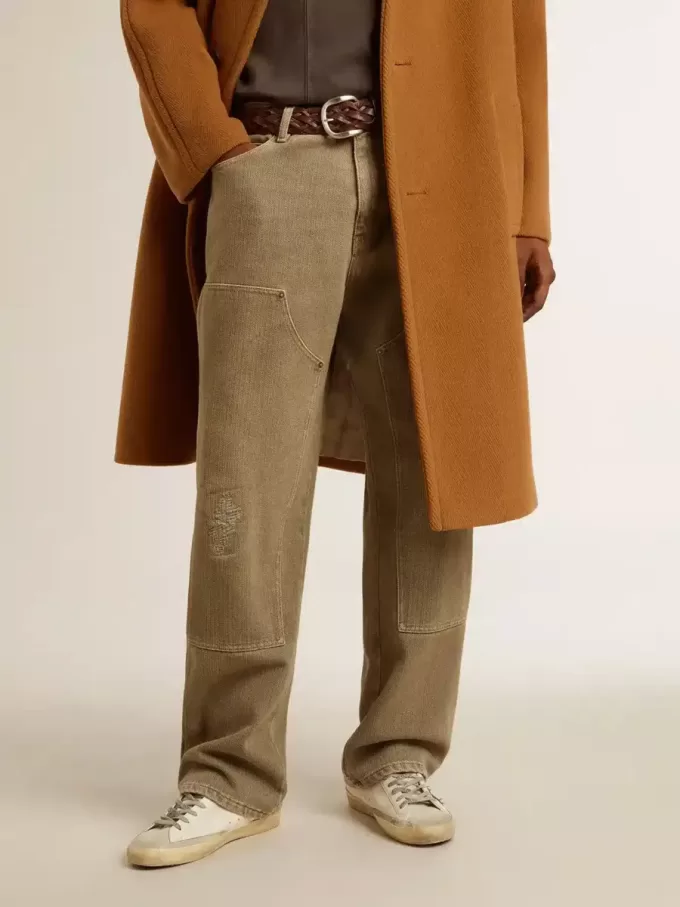 Pantalones de algodón con efecto desgastado para hombre Pantalones de algodón con efecto desgastado para hombre
