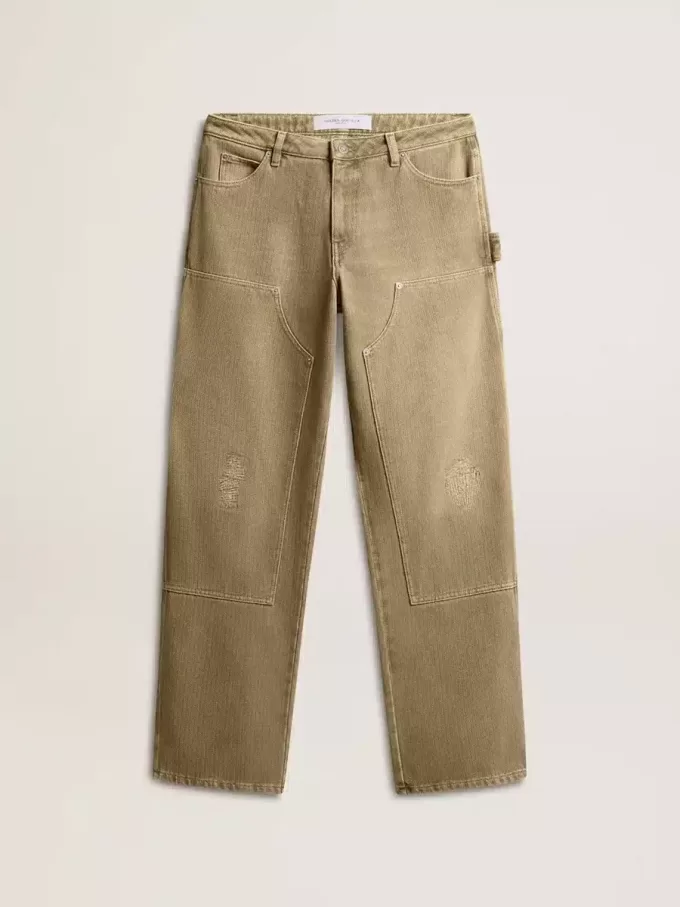 Pantalones de algodón con efecto desgastado para mujer Pantalones de algodón con efecto desgastado para mujer