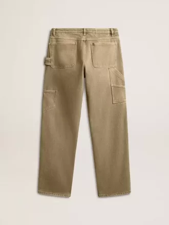 Pantalones de algodón con efecto desgastado para mujer