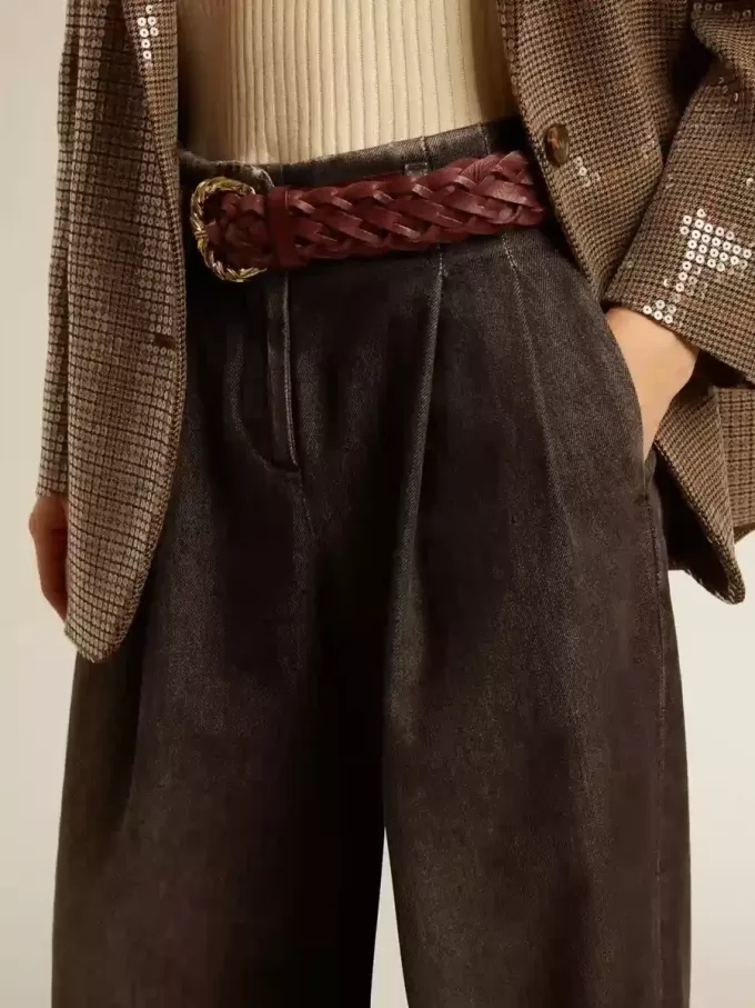 Pantalones de algodón de lavado medio para mujer Pantalones de algodón de lavado medio para mujer