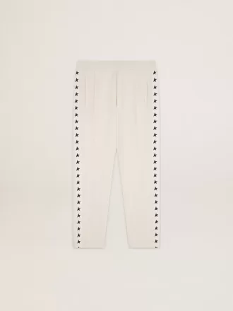 Pantalones de chándal blancos para hombre con estrellas negras en los laterales Pantalones de chándal blancos para hombre con estrellas negras en los laterales