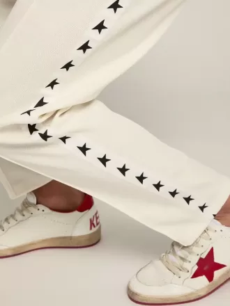 Pantalones de chándal blancos para hombre con estrellas negras en los laterales Pantalones de chándal blancos para hombre con estrellas negras en los laterales