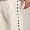 Pantalones de chándal blancos para hombre con estrellas negras en los laterales Pantalones de chándal blancos para hombre con estrellas negras en los laterales