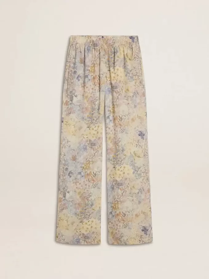 Pantalones de chándal multicolor para mujer con estampado floral Pantalones de chándal multicolor para mujer con estampado floral