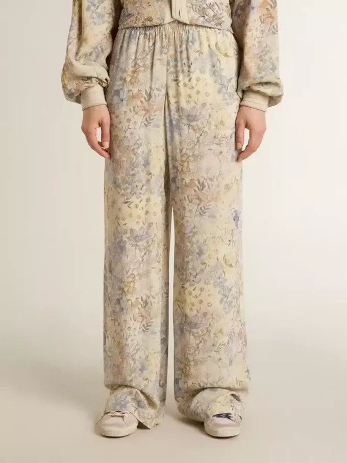 Pantalones de chándal multicolor para mujer con estampado floral Pantalones de chándal multicolor para mujer con estampado floral
