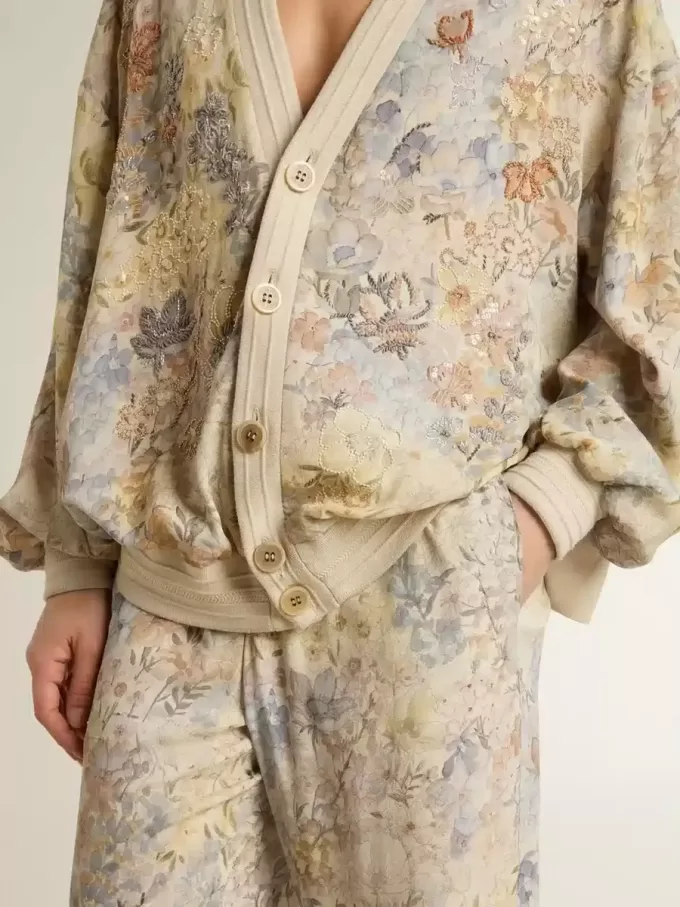 Pantalones de chándal multicolor para mujer con estampado floral Pantalones de chándal multicolor para mujer con estampado floral