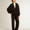 Pantalones de chándal negros de viscosa para mujer Pantalones de chándal negros de viscosa para mujer