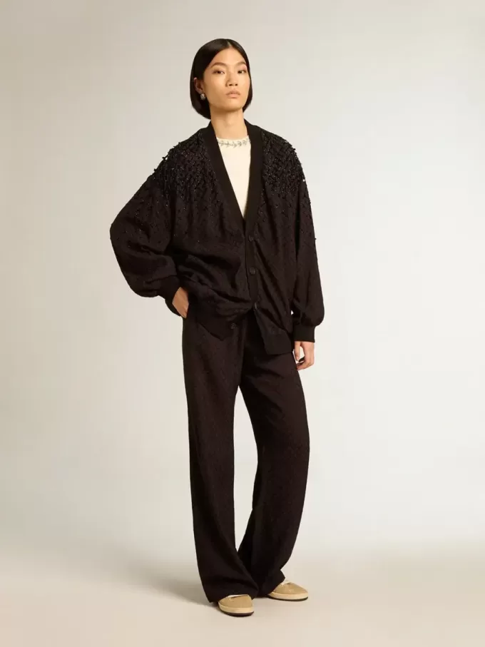 Pantalones de chándal negros de viscosa para mujer Pantalones de chándal negros de viscosa para mujer