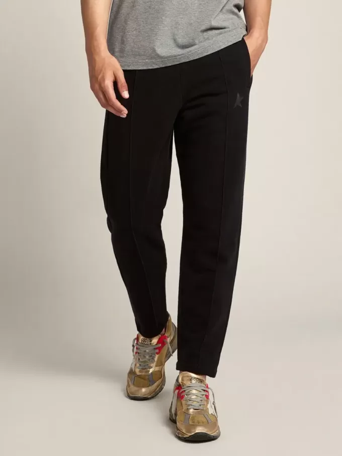 Pantalones de chándal negros para hombre con estrella en la parte delantera Pantalones de chándal negros para hombre con estrella en la parte delantera