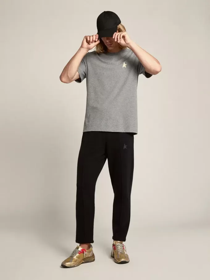 Pantalones de chándal negros para hombre con estrella en la parte delantera Pantalones de chándal negros para hombre con estrella en la parte delantera